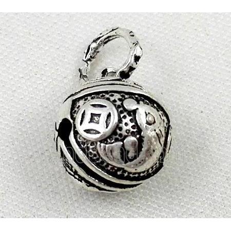 Thailand Sterling Silver pendant, bell, antique silve