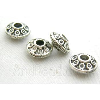 Tibetan Silver Flying Saucer Beads