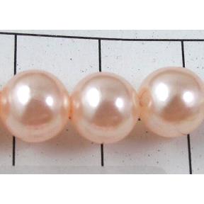 pearlized plastic beads, round, lt.pink