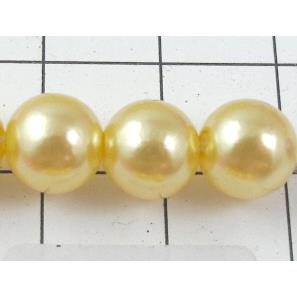 pearlized plastic beads, round, yellow