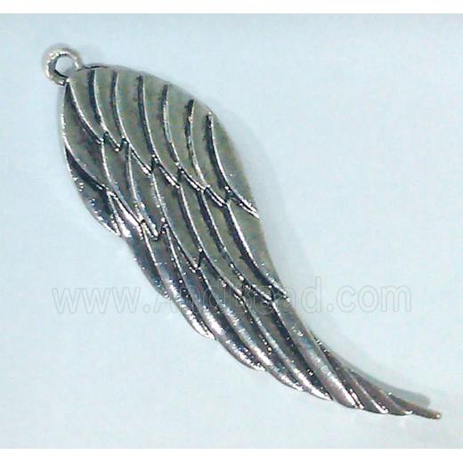 Tibetan Silver Feather pendant, lead free and nickel free