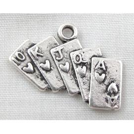 Playing Card Charms Tibetan Silver Zinc Pendant Antique Silver