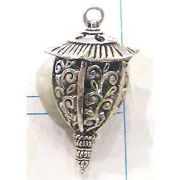 Hollow Tibetan Silver pendant, lead free and nickel free