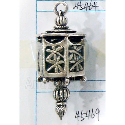 Hollow Tibetan Silver pendant, lead free and nickel free