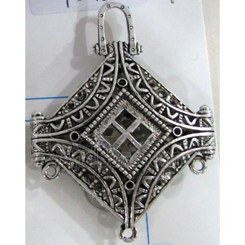 Hollow Tibetan Silver pendant, lead free and nickel free