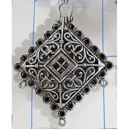 Hollow Tibetan Silver pendant, lead free and nickel free