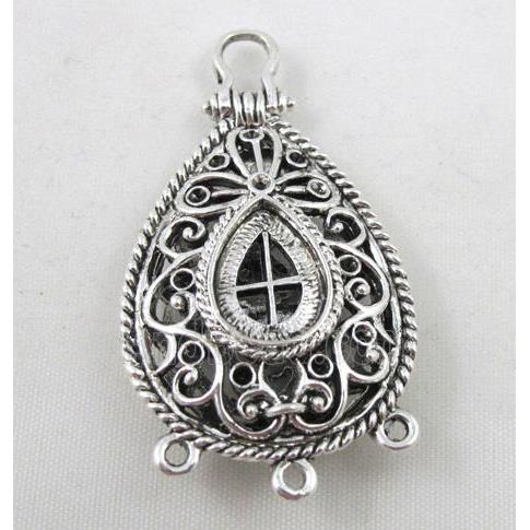 Hollow Tibetan Silver pendant, lead free and nickel free