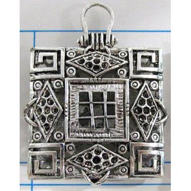 Hollow Tibetan Silver pendant, lead free and nickel free