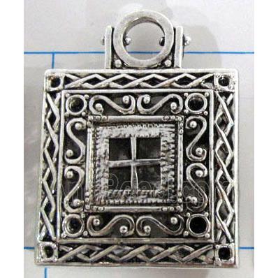 Hollow Tibetan Silver pendant, lead free and nickel free