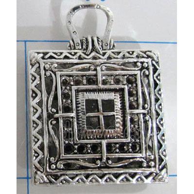 Hollow Tibetan Silver pendant, lead free and nickel free