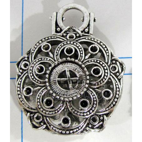 Hollow Tibetan Silver pendant, lead free and nickel free