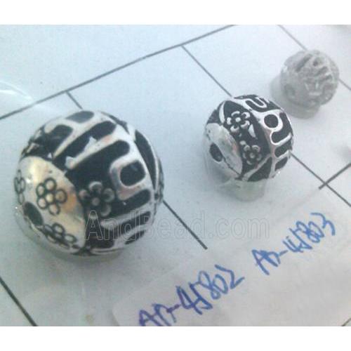 Tibetan Silver Beads, hollow, lead free and nickel free