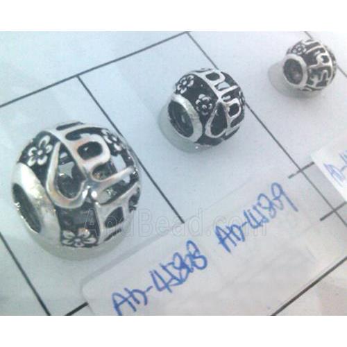 Tibetan Silver Beads, hollow, lead free and nickel free