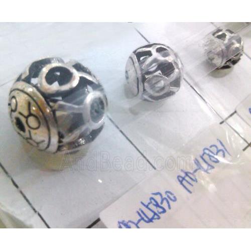 Tibetan Silver Beads, hollow, lead free and nickel free