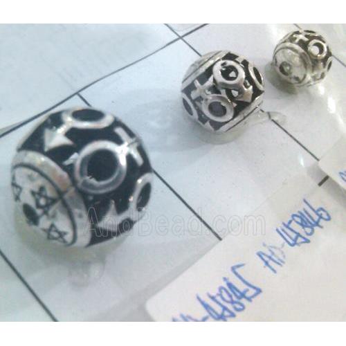 Tibetan Silver Beads, hollow, lead free and nickel free