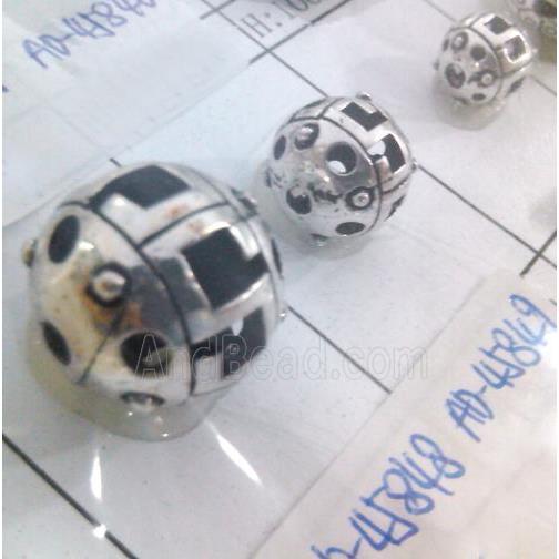 Tibetan Silver Bead, hollow, lead free and nickel free