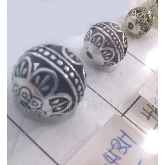 round tibetan silver beads, hollow, lead free and nickel free