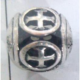 Round tibetan silver bead, hollow, lead free and nickel free