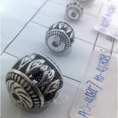 round tibetan silver beads, hollow, lead free and nickel free