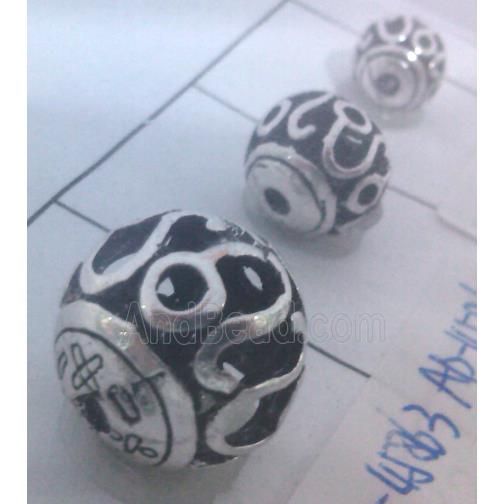 round tibetan silver beads, hollow, lead free and nickel free