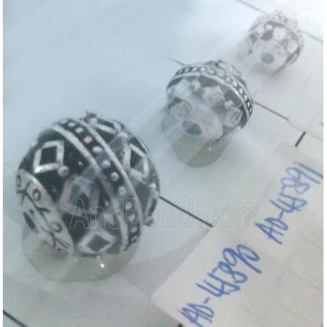 round tibetan silver beads, hollow, lead free and nickel free