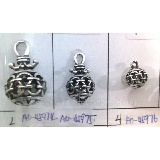 Tibetan Silver hollow pendant, lead free and nickel free