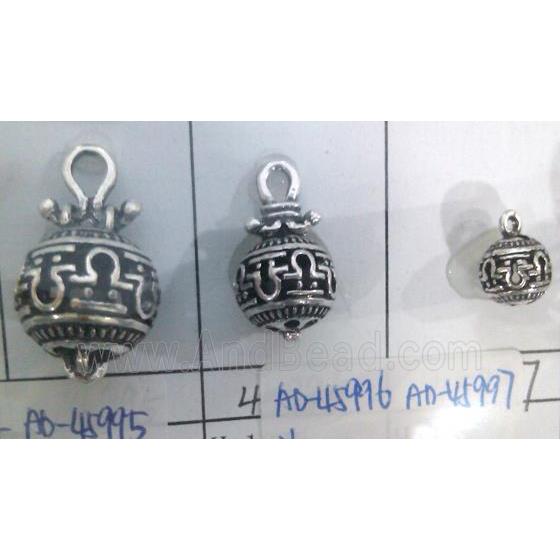 hollow Tibetan Silver Pendant, lead free and nickel free