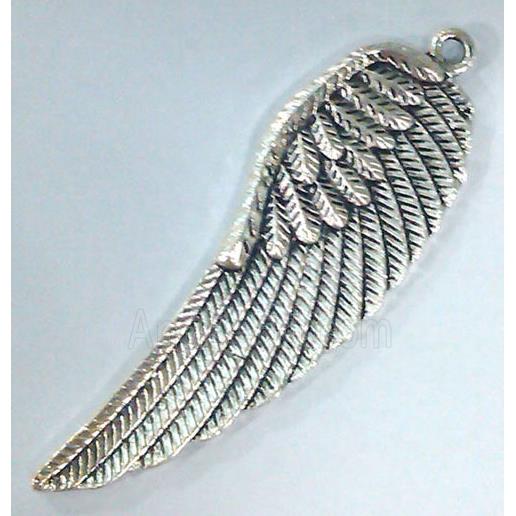 Tibetan Silver feather pendant, lead free and nickel free