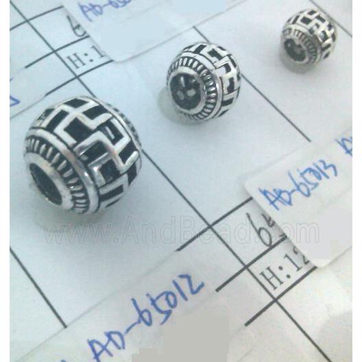 Tibetan Silver Beads, hollow, lead free and nickel free