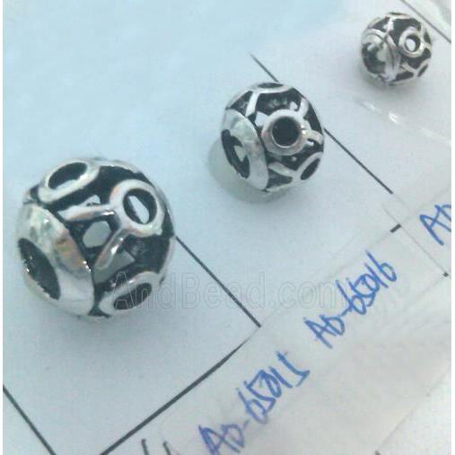 Tibetan Silver Beads, hollow, lead free and nickel free