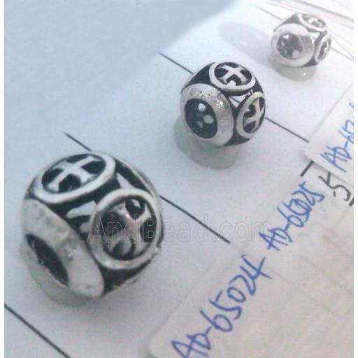Tibetan Silver Beads, hollow, lead free and nickel free