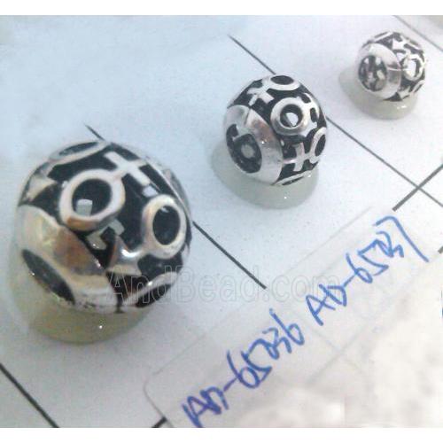 Tibetan Silver Beads, hollow, lead free and nickel free