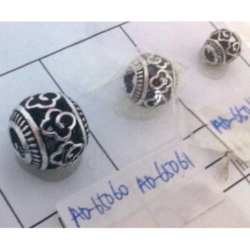round tibetan silver hollow beads, lead free and nickel free