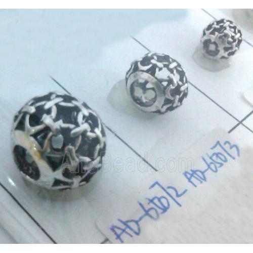 round tibetan silver hollow beads, lead free and nickel free