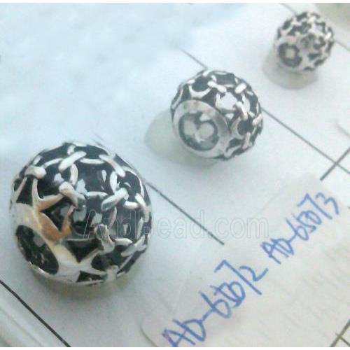 round tibetan silver hollow beads, lead free and nickel free