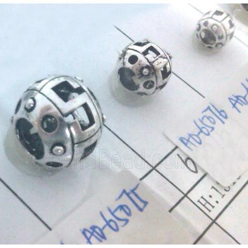 round tibetan silver hollow beads, lead free and nickel free