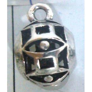 hollow, round tibetan silver hanger bead, lead free and nickel free
