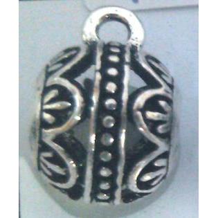 hollow, round tibetan silver hanger bead, lead free and nickel free
