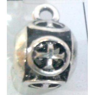 hollow, round tibetan silver hanger bead, lead free and nickel free