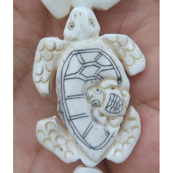 antique cattle bone bead, tortoise