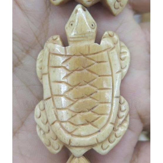 yellow antique cattle bone beads, tortoise