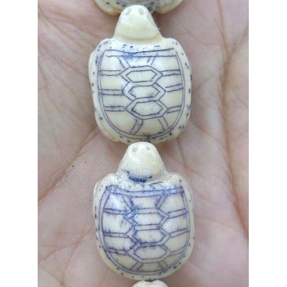 yellow antique cattle bone beads, tortoise