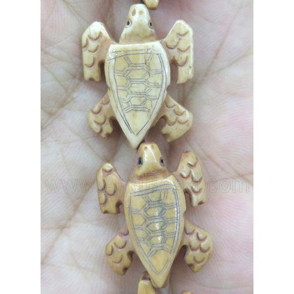 yellow antique cattle bone bead, tortoise