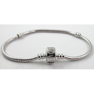 Stopper Bracelet, Snake Chain, Copper, Platinum Plated, nickel free