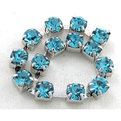 aquamarine rhinestone chain, platinum plated