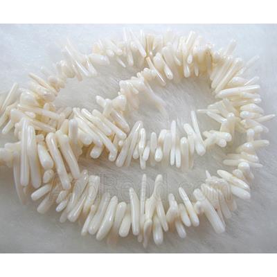 chip coral bead, dyed, white