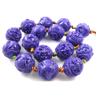 Compositive coral bead, face and fox