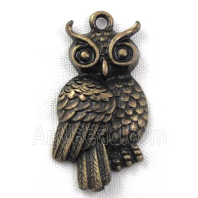 Tibetan Silver Owl Charms pendants, Antique bronze