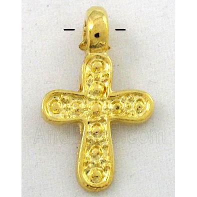 Tibetan silver cross pendants, gold plated