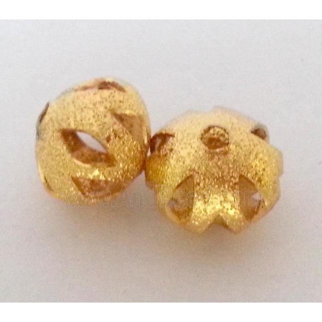 colorfast copper pumpkin Corrugated Beads, gold plated